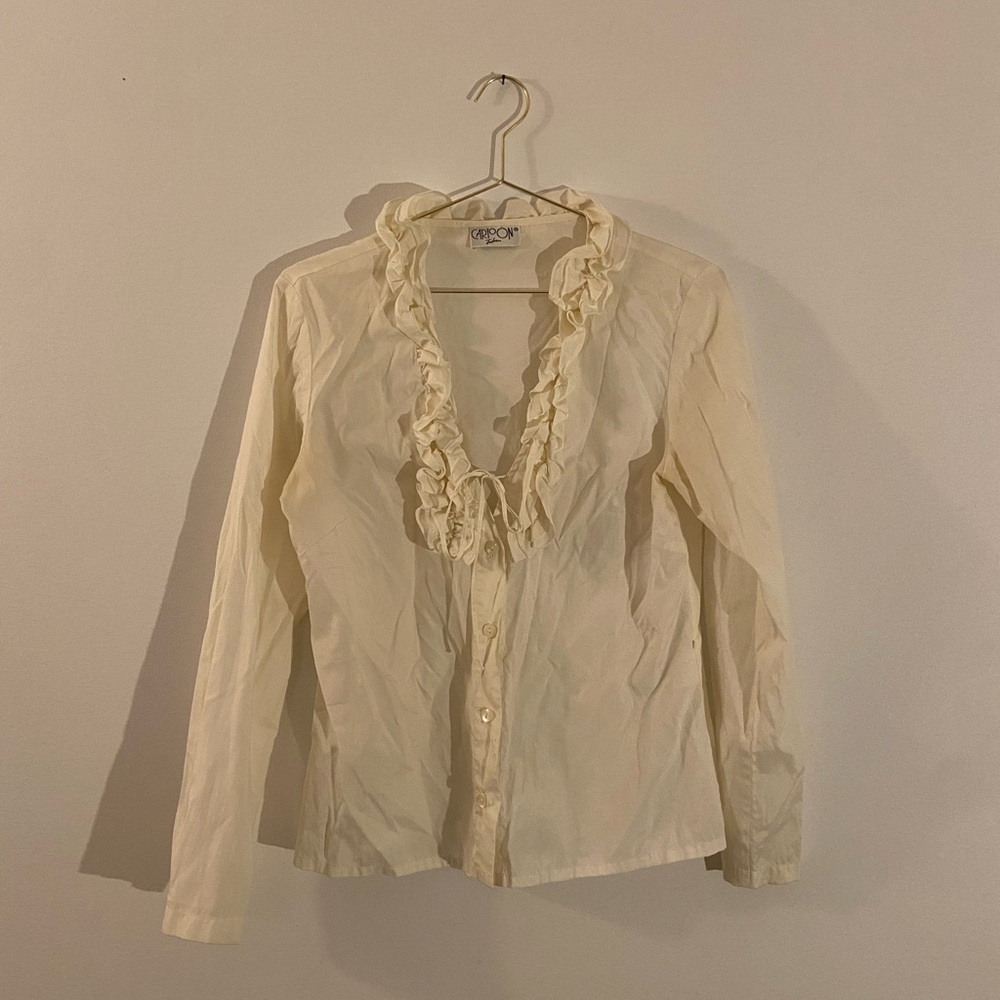 Vintage Ivory Ruffled Blouse